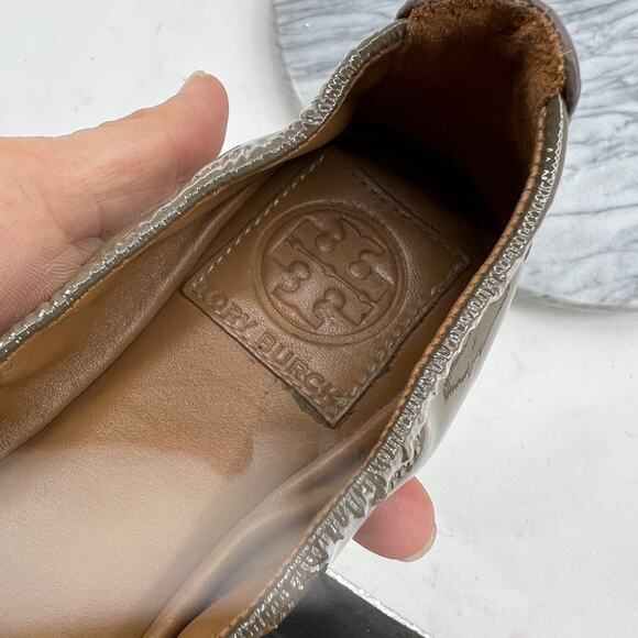 Tory Burch Womens 8 Ballet Flats Moss Eddie Bow Patent Leather Glossy 22128516 - Picture 10 of 13